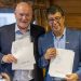 Foto: InfoSALMON / La firma del acuerdo lo suscribieron  Roy Ohren, Vicepresidente de Ocein AS (Ocean Innovations y Alex Pérez de Patagonia ROV.