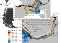 A) Mapa global que muestra Sudamérica con un enfoque en la Patagonia; el área de estudio está resaltada dentro de un cuadro.
(B) Dominio del modelo hidrodinámico MIKE 3 FM con una malla no estructurada, centrado en el norte de la Patagonia. El cuadro azul marca la región utilizada para la extracción de datos hidrometeorológicos.
(C) Vista detallada del Fiordo Reloncaví. Créditos estudios.