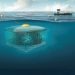 Representación de jaula de cultivo sumergible. Créditos: Atlantis Subsea Farming