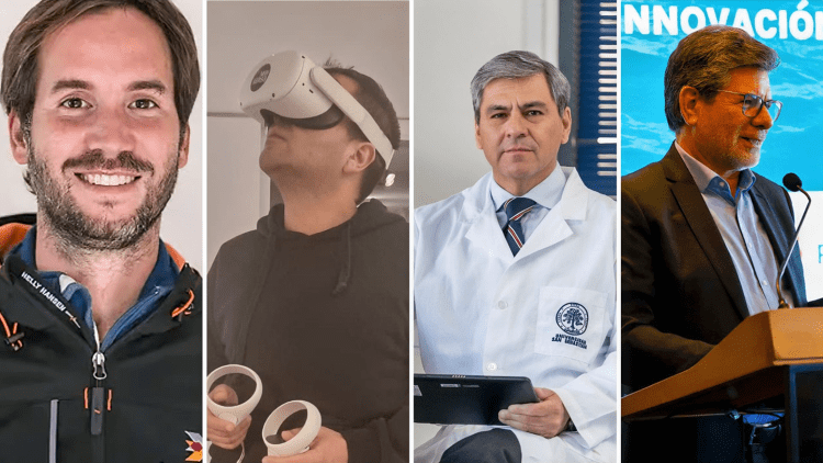 De izquierda a derecha: José Pablo Puga, ChucaoTech; Nicolás Beghelli; Minverso; Marcos Godoy, CIBA, y Adolfo Alvial, Club de Innovación Acuícola