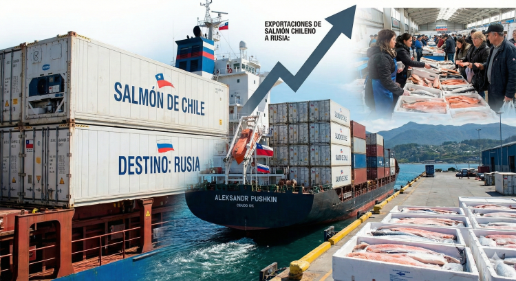 Importaciones rusas de productos del mar chilenos suben 40% en 2025 (ene–oct), según Rybny Soyuz. Foto: Gemini