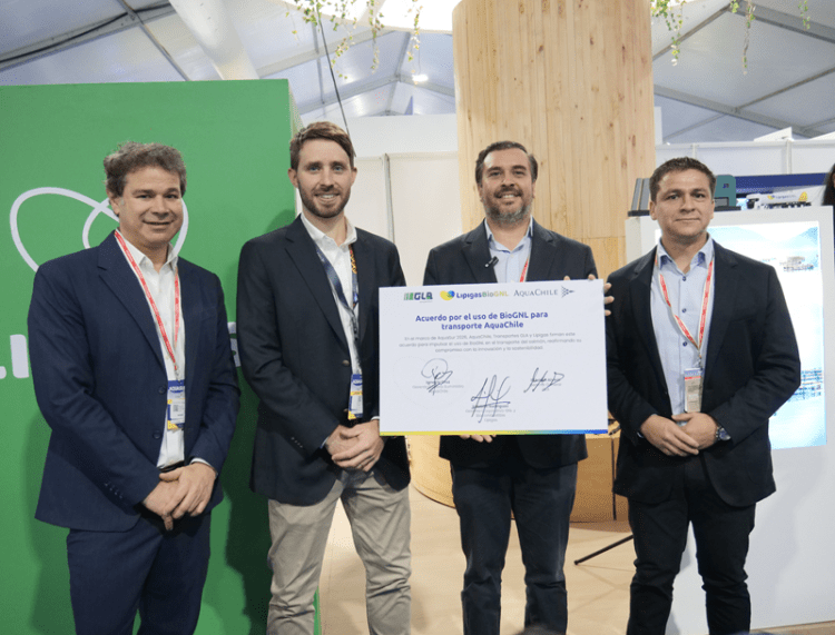 AquaChile, Lipigas y GLA sellan acuerdo para incorporar BioGNL en el transporte de salmón