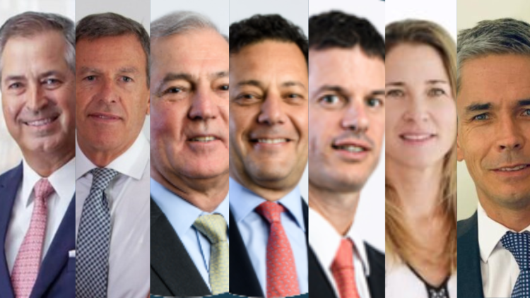 De izquierda a derecha nuevo directorio de Salmones Camanchaca: Jorge Fernández García, Ricardo García Holtz, Rodrigo Errázuriz Ruiz-Tagle, Joaquín Villarino Herrera, Claudio Inglesi Nieto, Macarena Pérez Ojeda y Fernando Rioseco Zorn.