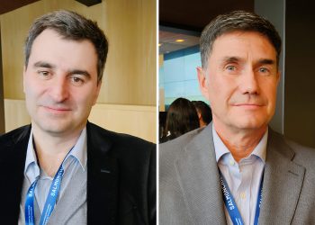 De izquierda a derecha: Cristián Castro, gerente general de Veterquimica; Andrés Millán, gerente de la División Aqua de Veterquimica. Créditos: InfoSALMON
