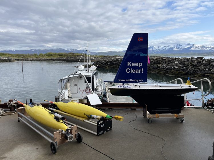 El Sailbuoy, un vehículo marino autónomo impulsado por energía eólica y equipado con ecosondas científica. Foto: Akvaplan-niva.