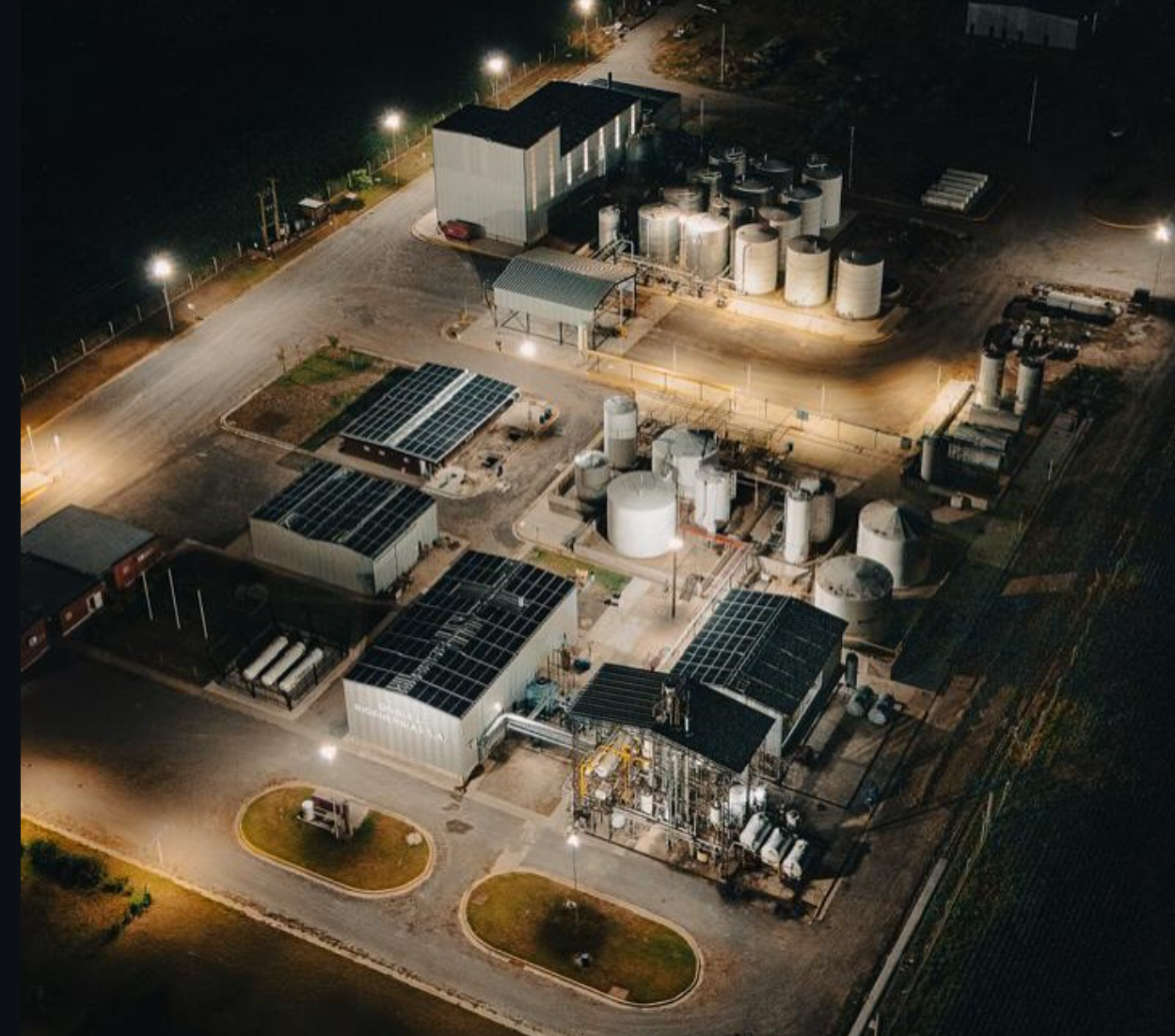 Vista panorámica de la planta industrial de Doble L Bioenergías en Santa Fe