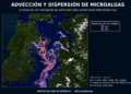 La modelación predictiva FAN permite proyectar hasta cinco días el desplazamiento de microalgas y anticipar riesgos para centros de cultivo de salmonicultura. Imagen: IAC