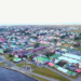 Vista aérea de Stanley, principal centro urbano de las Islas Malvinas, territorio donde actualmente se desarrolla la consulta pública sobre el eventual desarrollo de la salmonicultura marina.