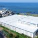 Vista aérea de la planta terrestre de Eco Aquafarm para producir salmón Atlántico en Busan, Corea del Sur.