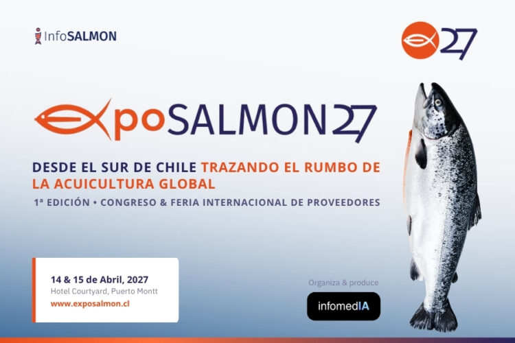 Afiche oficial de ExpoSALMON 27 congreso y feria internacional de proveedores en Puerto Montt