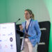 Marcela Delgado, CEO y fundadora de Sudvetcorp, durante su participación en la cumbre de InfoSALMON en Santiago.