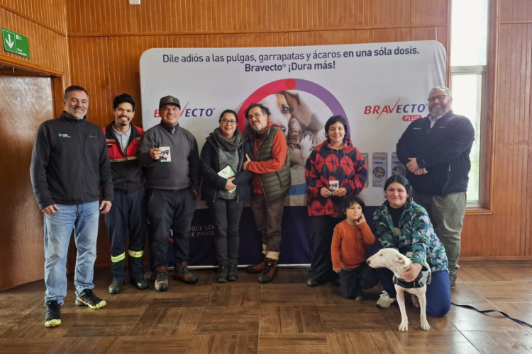 MSD Salud Animal, AquaChile y USS realizaron un operativo veterinario en Calbuco, con vacunación y desparasitación de más de 30 mascotas. Foto: MSD