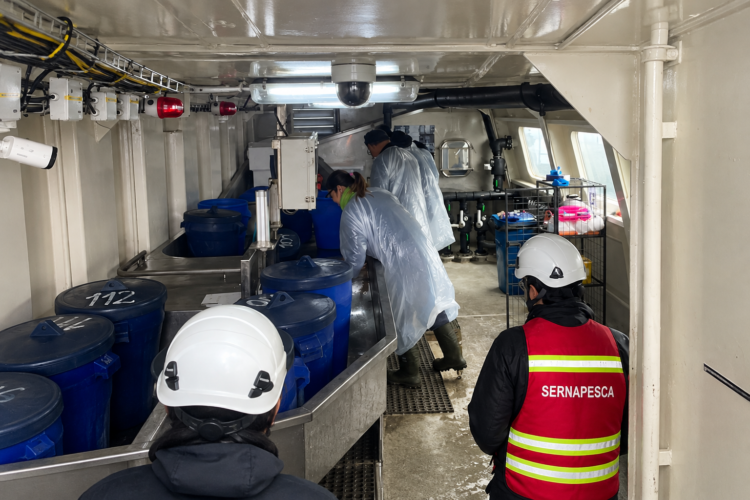 Sernapesca refuerza la fiscalización por virus ISA en Aysén, establece zonas de control y aumenta las medidas de bioseguridad en torno al centro Izaza. Foto: Sernapesca