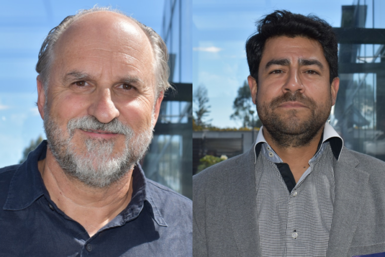 Felipe Reyes López y Hans Kossmann en el módulo de caligidosis del seminario técnico de InfoSALMON