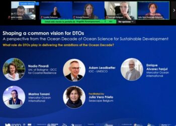 Captura del diálogo virtual sobre gemelos digitales del océano, con Jaime Letelier de IFOP entre los participantes