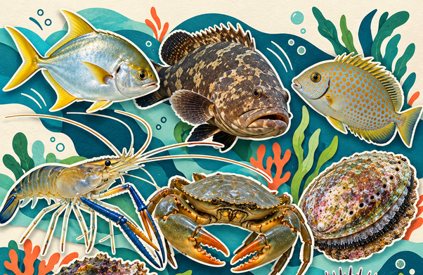 Collage de especies acuícolas del Concurso de Genética para Especies Emergentes 2026