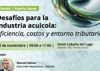 Afiche del evento Desafíos para la industria acuícola de Deloitte, el 12 de noviembre en Puerto Varas