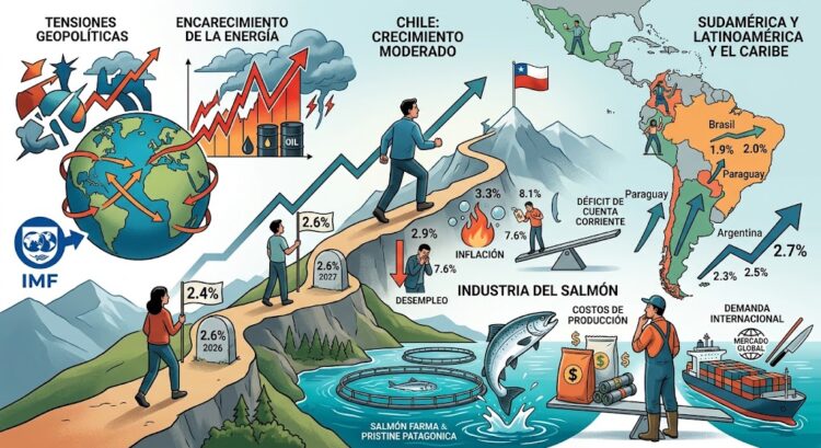 Imagen referencial: proyecciones de crecimiento del FMI para Chile y Sudamérica